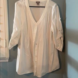 J. Jill White Blouse XL rolled sleeve